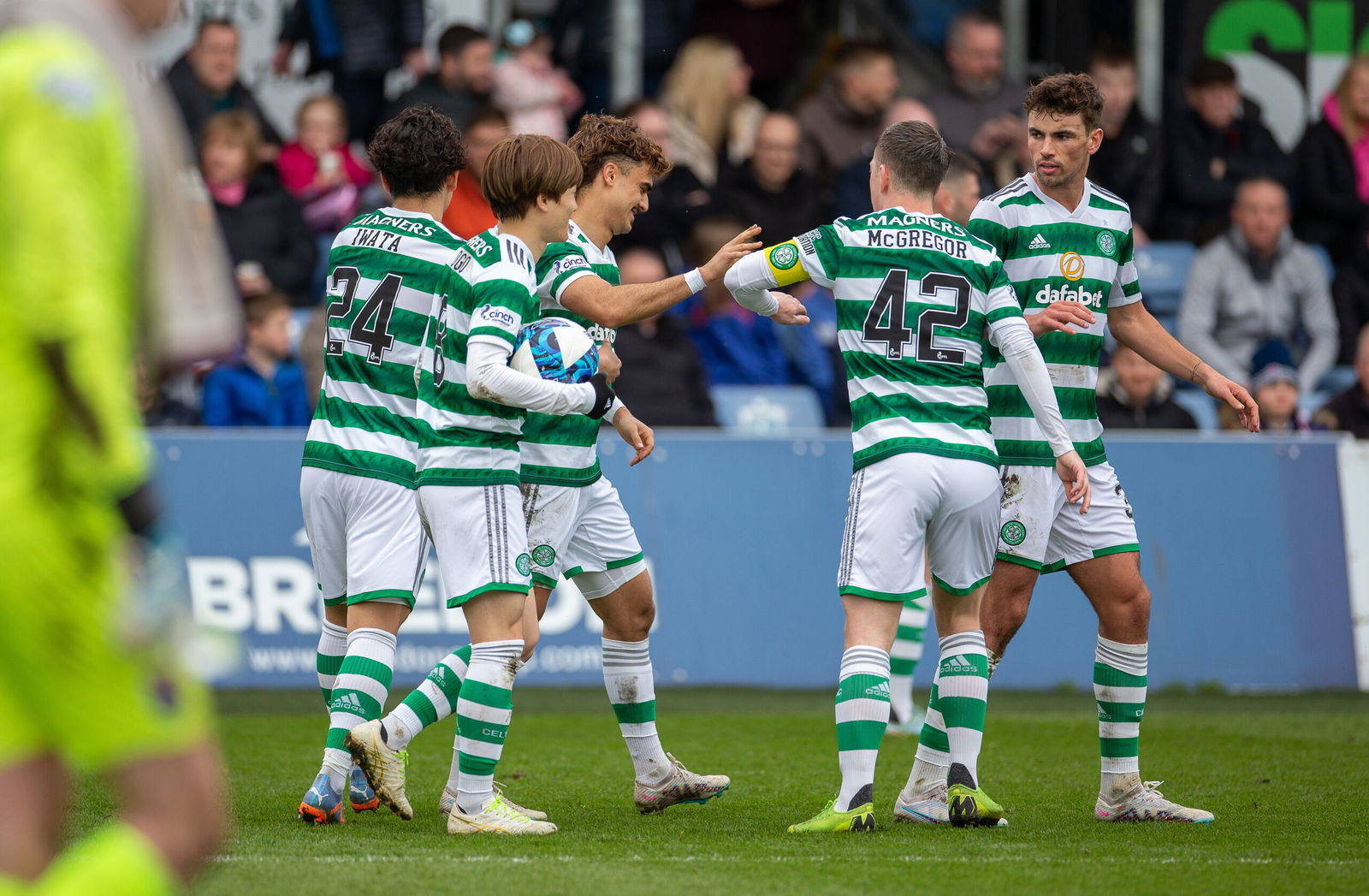 Celtic's Joao Neves Filipe Jota celebrates scoring their side's