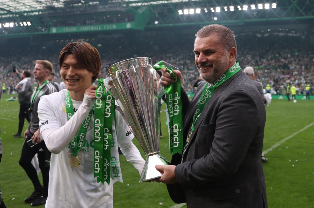 Celtic manager Ange Postecoglou and Kyogo