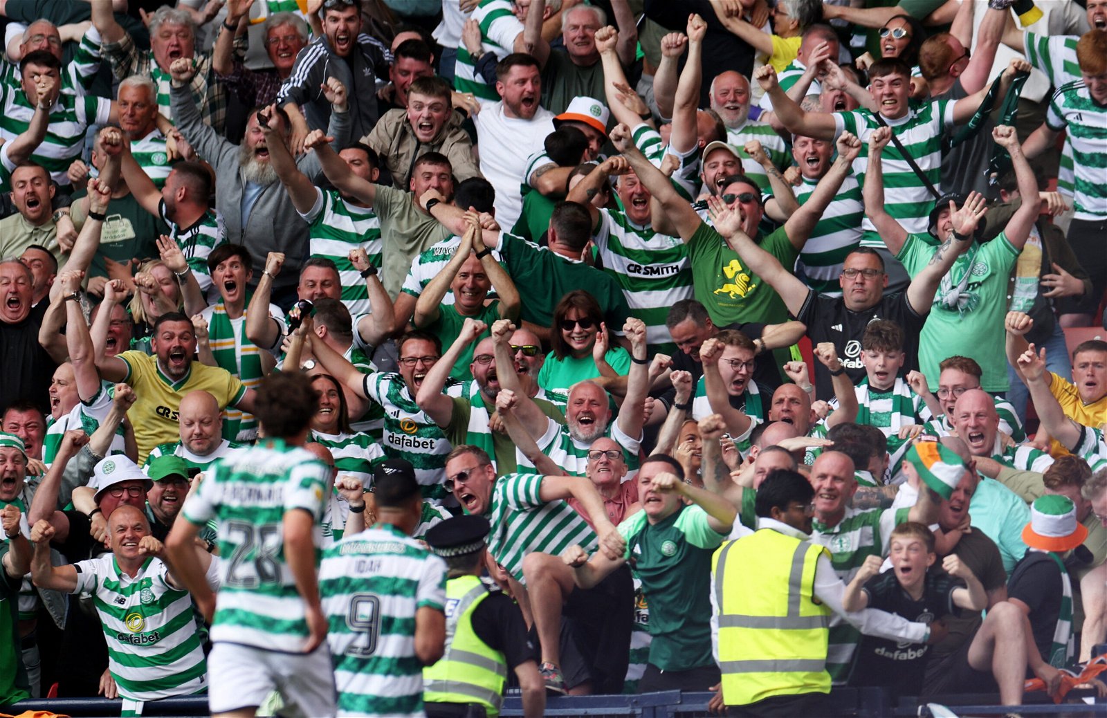 Celtic Players and Fans Celebrating