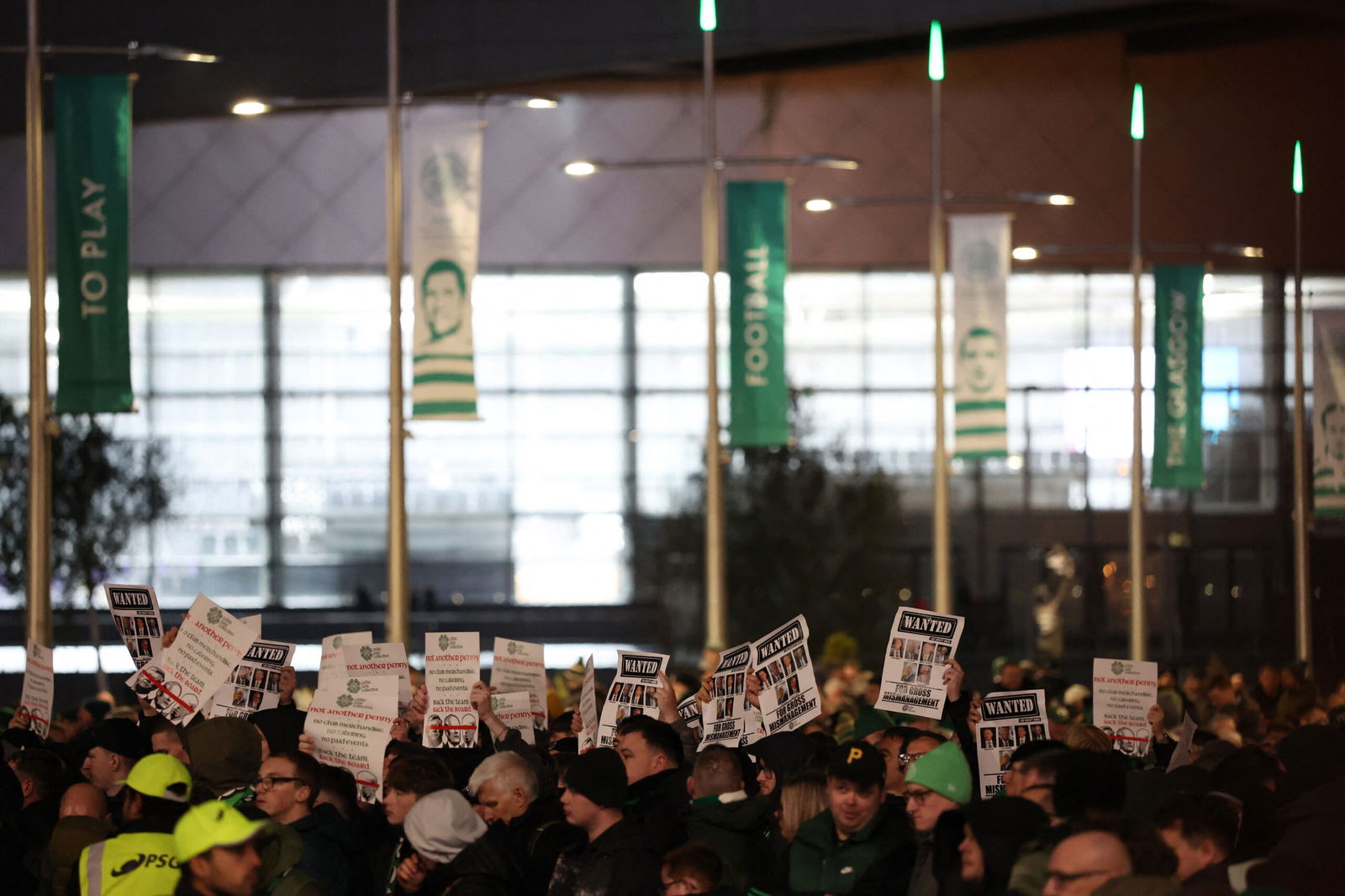 Celtic f.c. fan protest, sack the board outside Parkhead