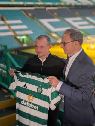 Celtic FC interim manager Martin O'Neill with Celtic f.c. interim coach Shaun Maloney