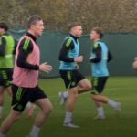 Surprise Face Trains with Celtic Ahead of Midtjylland Trip Alistiar johnston training at celtic fc training centre, lennoxtown