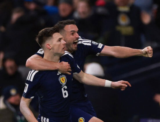 Celtic Kieran Tierney, Aston Villa John McGinn playing for Scotland