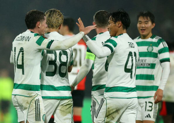 celtic fc players celebrate, Feyenoord, Rotterdam