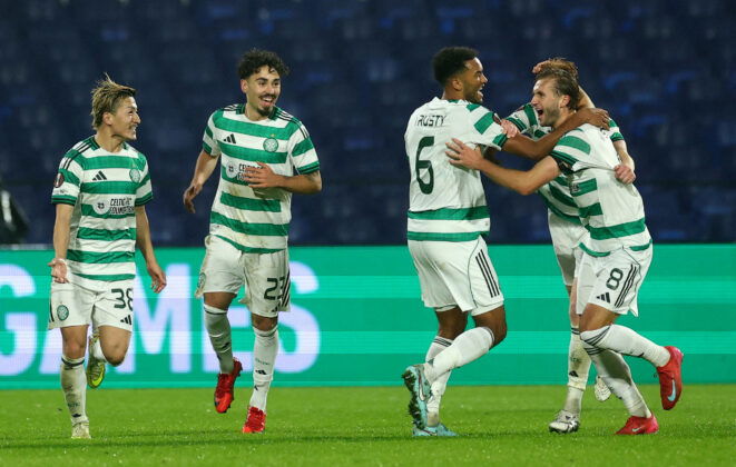 celtic fc celebrate europa UEFA feyenoord, Maeda, Tounekti, Trusty, Nygren
