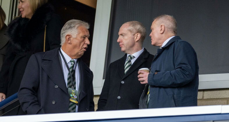 Celtic FC Chairman Peter Lawwell, Celtic F.C. CEO Michael Nicholson in conversation