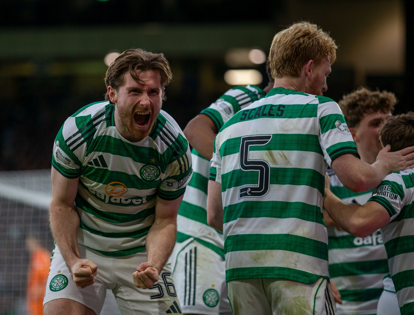 Celtic FC Anthony Ralston Celebrates, Liam Scales