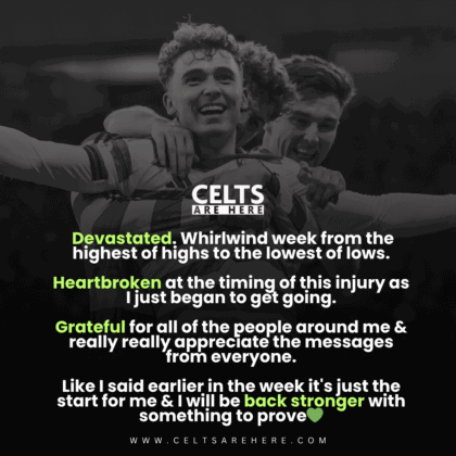 Callum Osmand, Celtic FC message to Hoops support