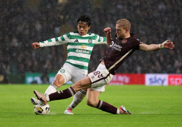 Celtic FC Reo Hatate and Hearts star Harry Milne