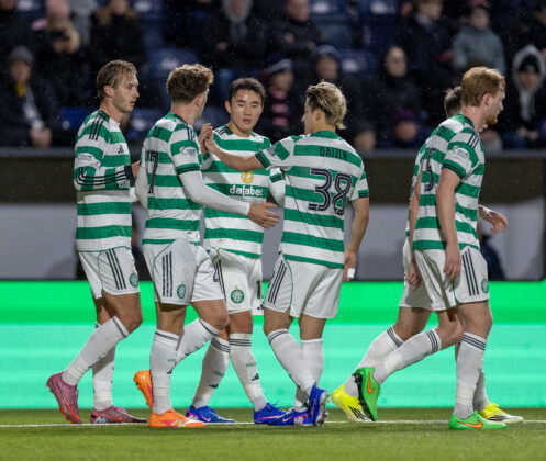 Celtic f.c. Players Celebrate vs Falkirk