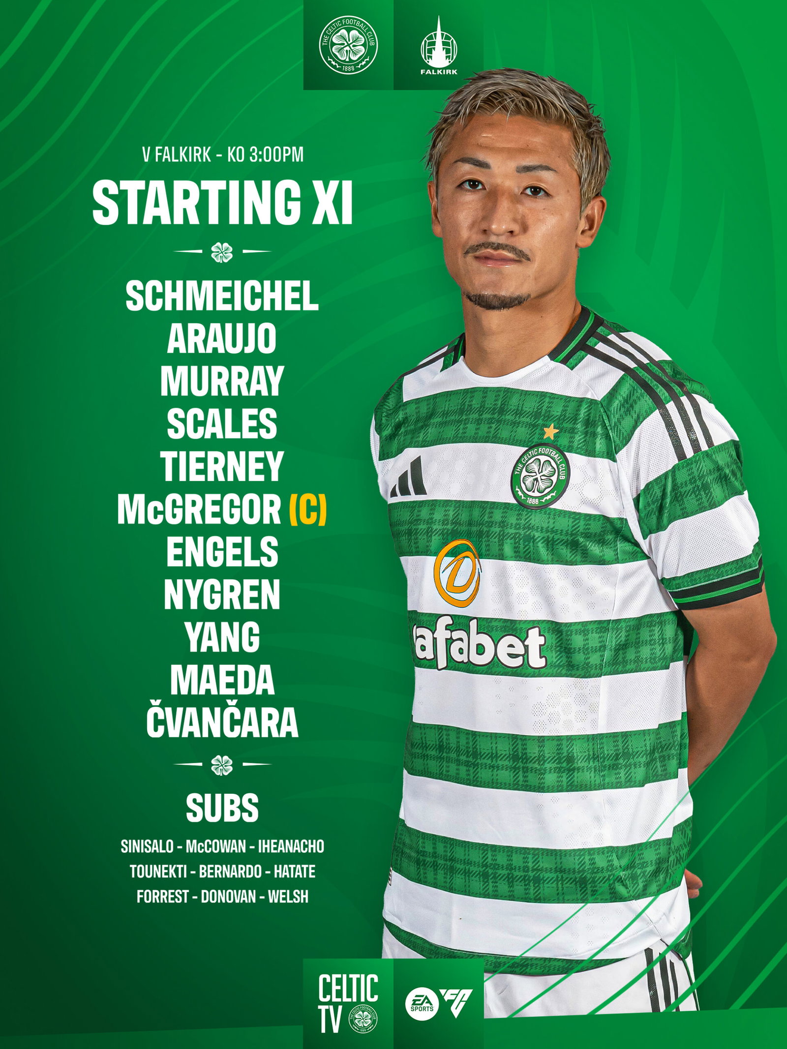 celtic starting line up vs falkirk
