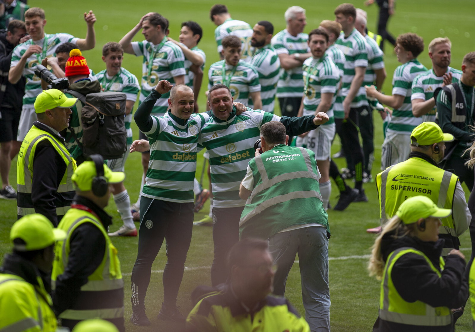 CELTIC FC PLAYERS CELEBRATING THE SPFL TITLE AS CELTSAREHERE COVERS THE LATEST CELTIC NEWS