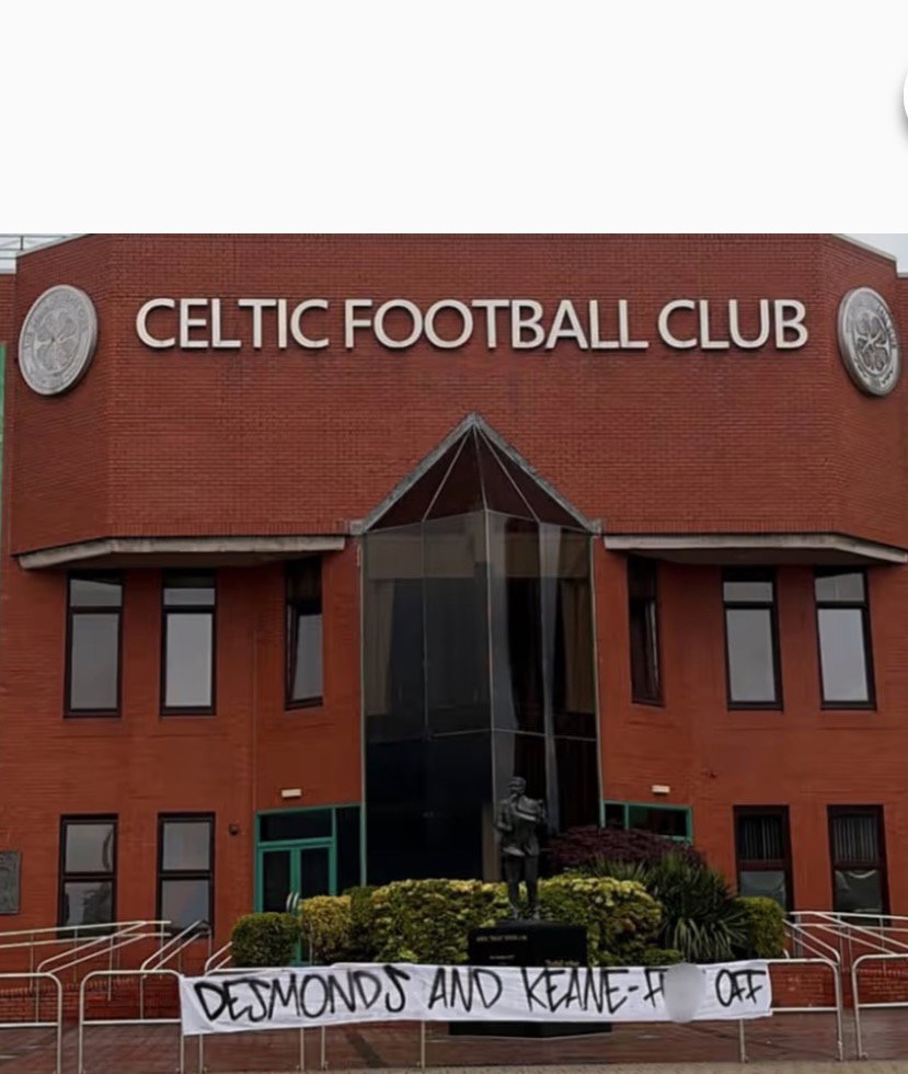 Celtic fans display banner aimed at Robbie Keane and the Desmonds